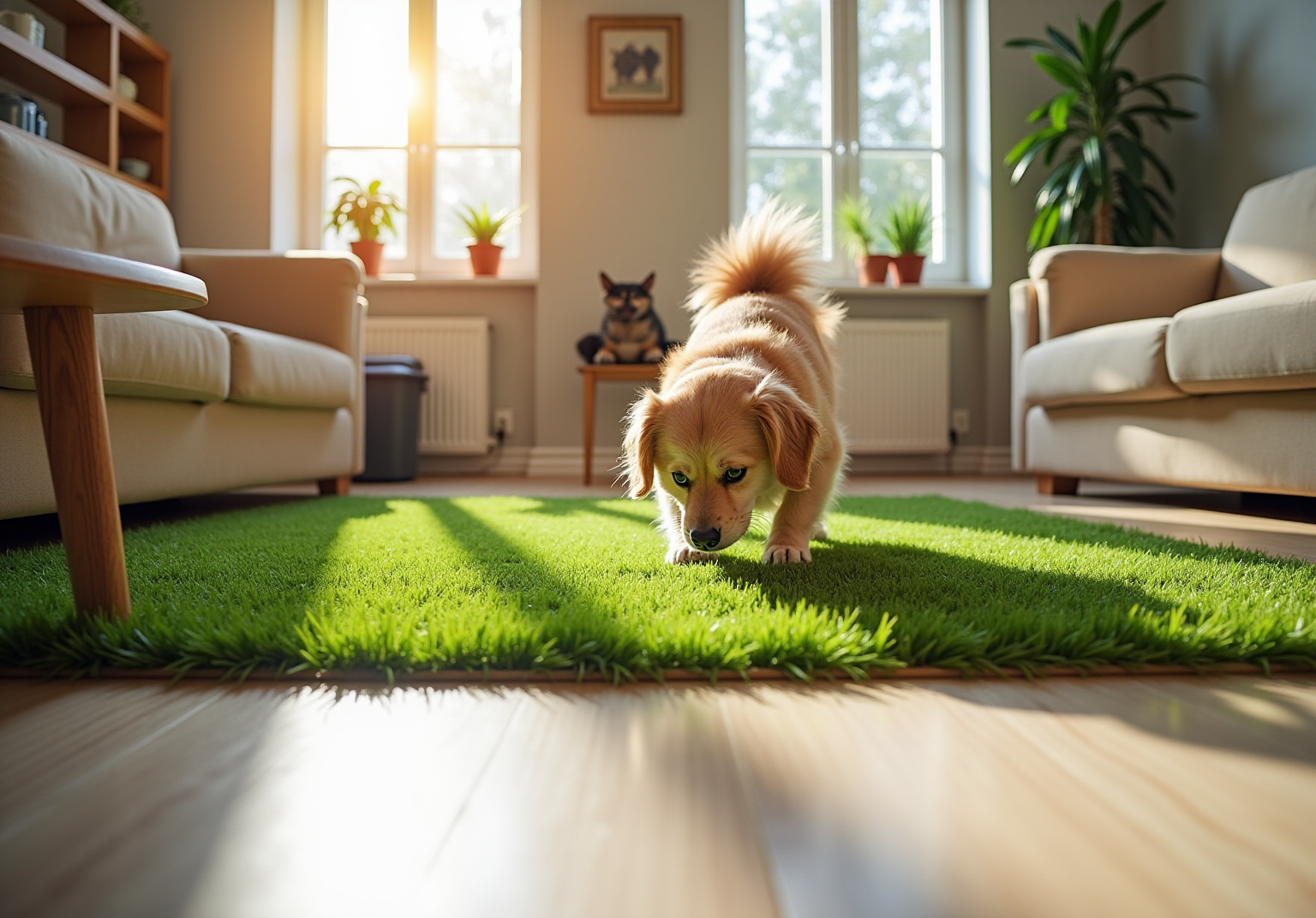 indoor-fake-grass-for-dogs-vs-potty-pads-pros-cons-and-costs