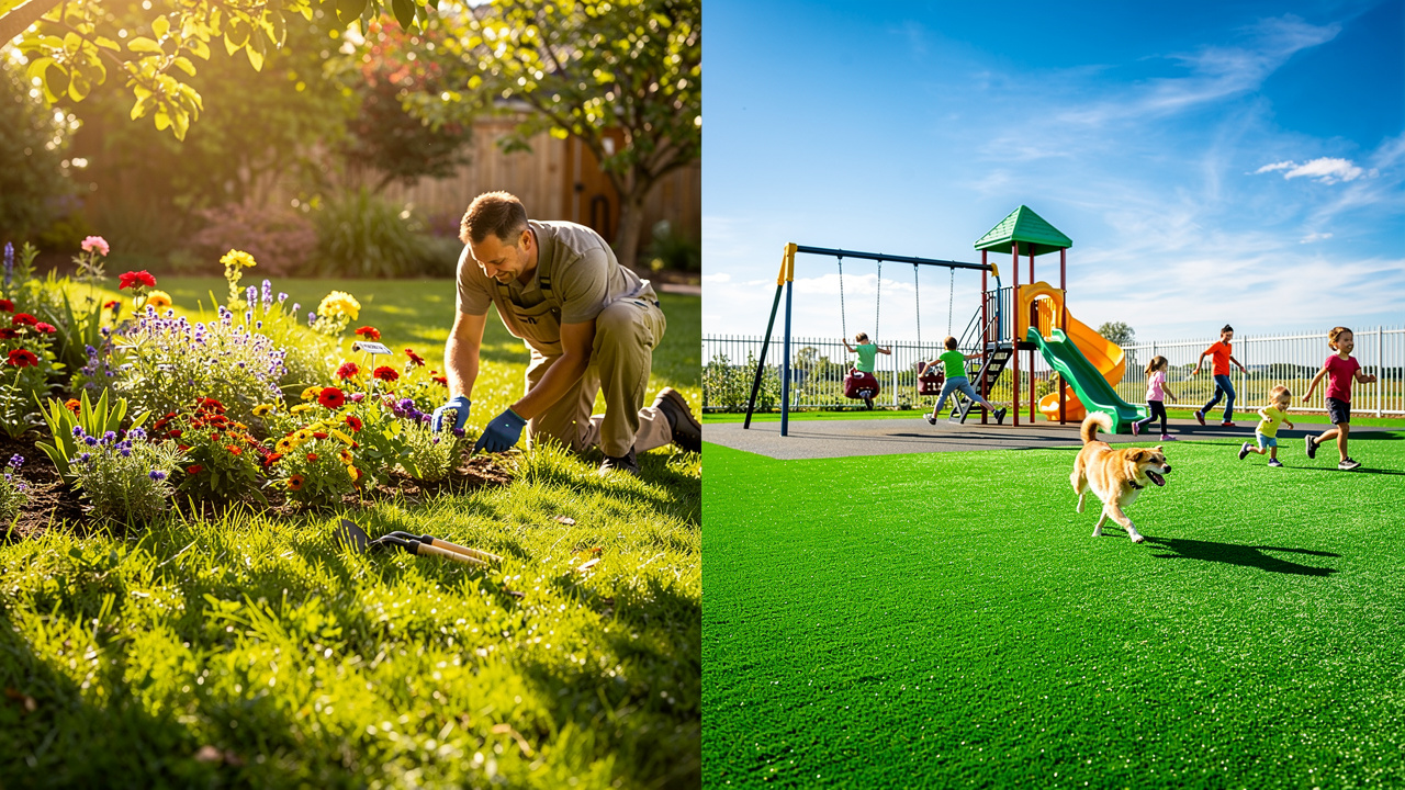 comparing-high-traffic-lawn-alternatives-natural-grass-vs-synthetic-turf